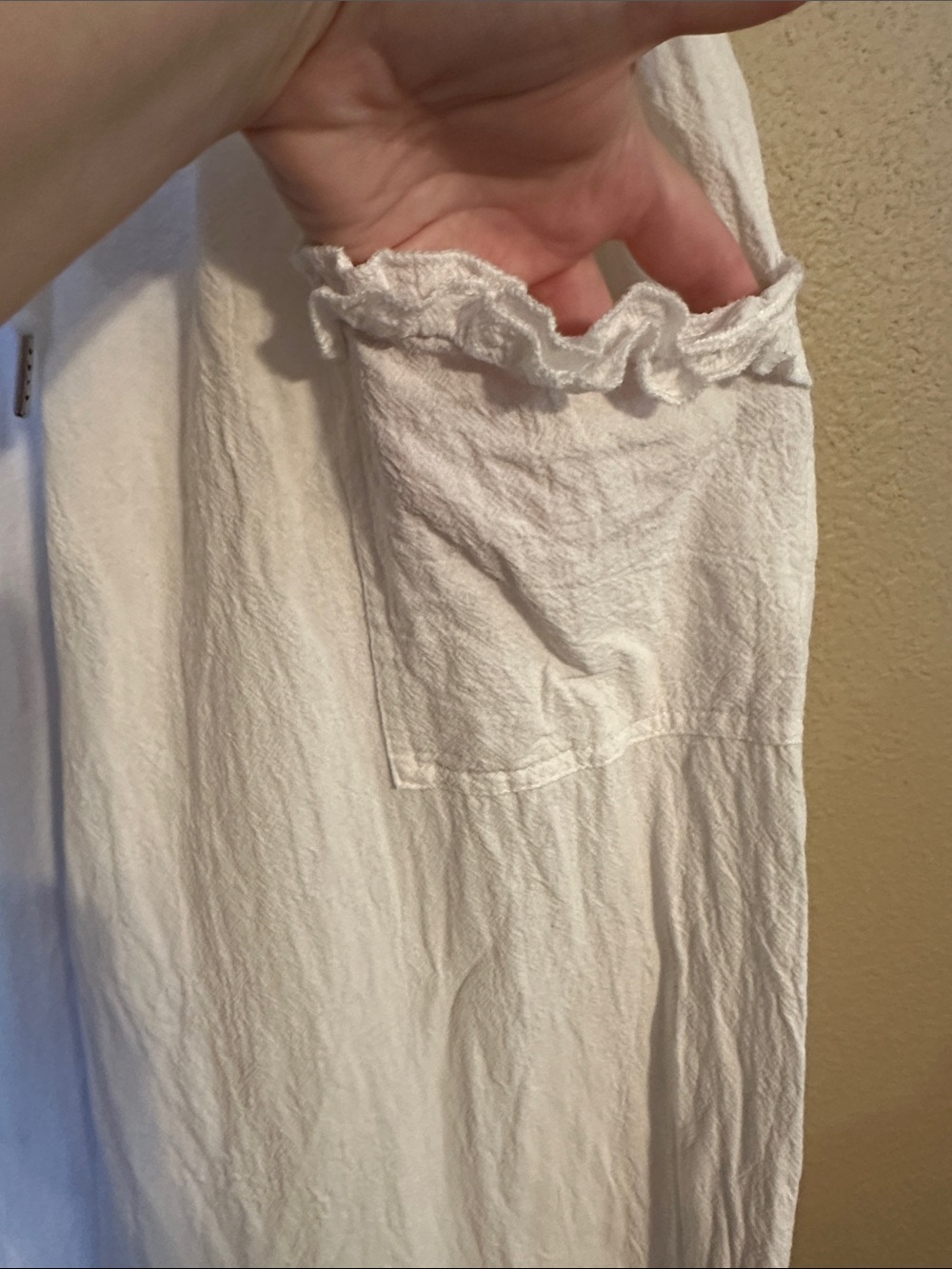 Two-Tone White and Lavender Ruffle Wide-Leg Pants - Picture 2 of 9